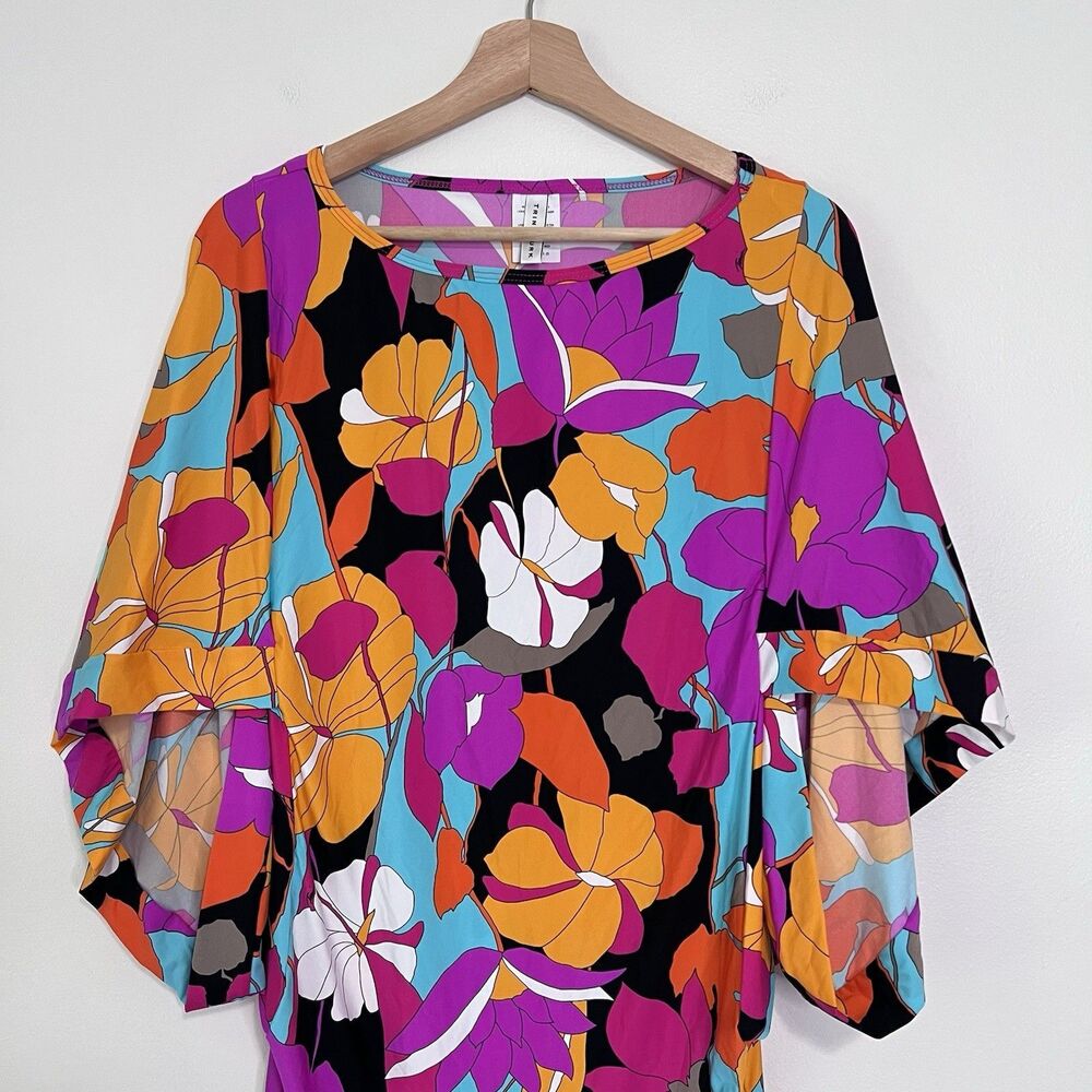 TRINA TURK Gemini Floral Swim Cover Up Tunic Dress Size Small Bright Tropical - Picture 5 of 13
